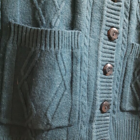 Comfy Blue Teal Sleeveless Button-Down Layering Sweater Vest NWT - Picture 4 of 6